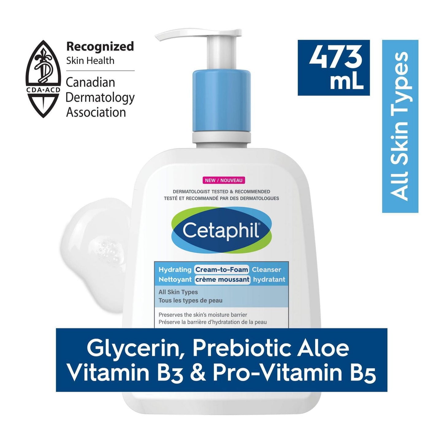 Cetaphil Hydrating Cream-to-Foam Cleanser 473 ml (Canada)