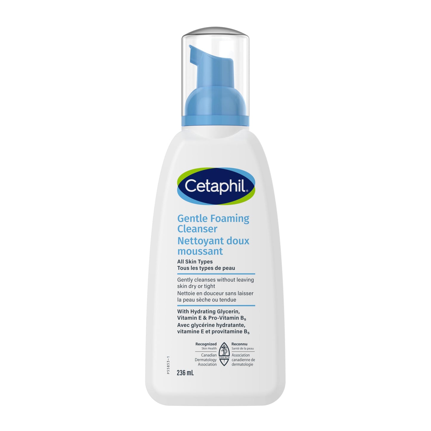 Cetaphil Gentle Foaming Cleanser bottle on a white background