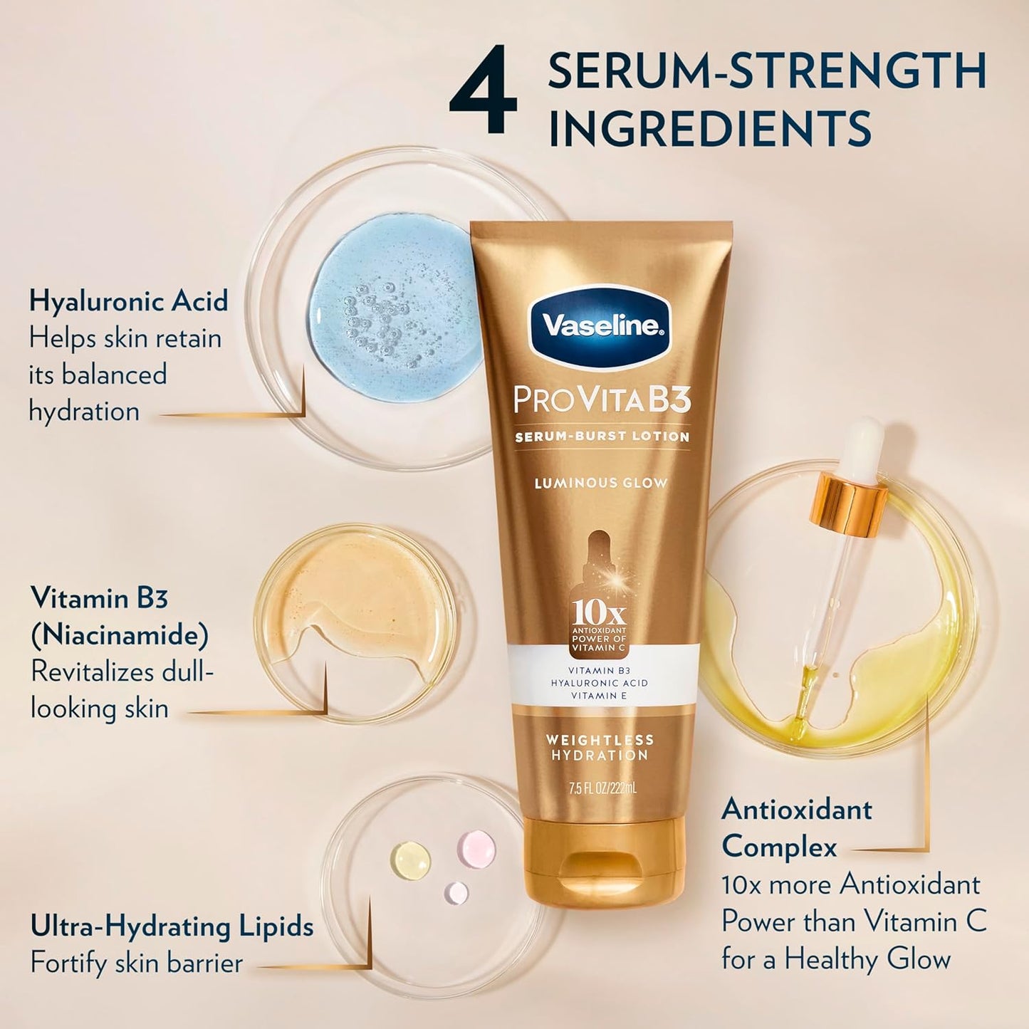 Vaseline Pro VitaB3 Serum Burst Lotion Luminous Glow 222 Ml