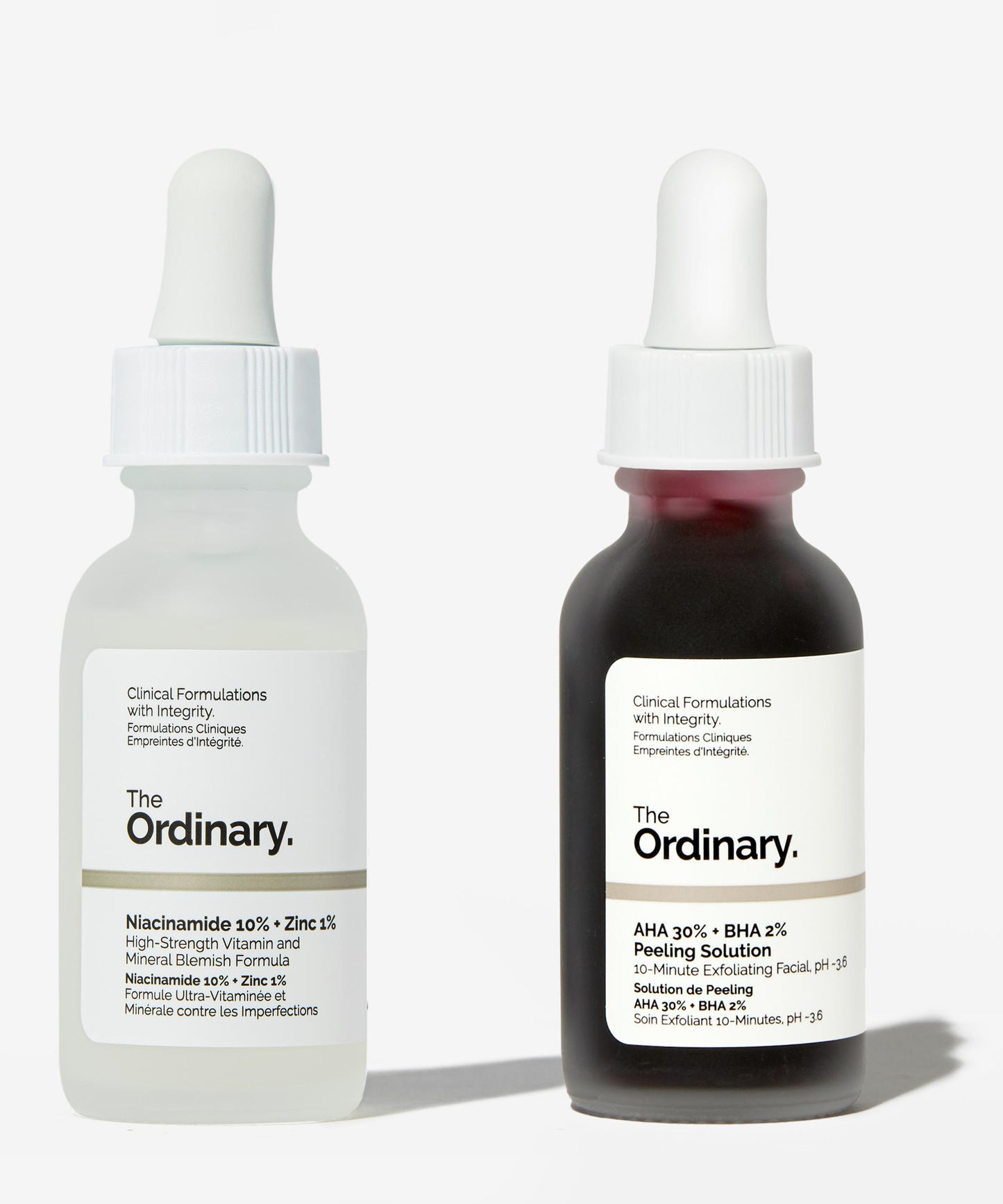 The Ordinary Niacinamide 10% + Zinc 1% 30ml &The Ordinary AHA 30% + BHA 2% Peeling Solution 30ml