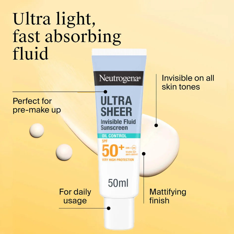 Neutrogena Ultra Sheer Invisible Fluid Sunscreen Oil Control SPF50+ 50 ml