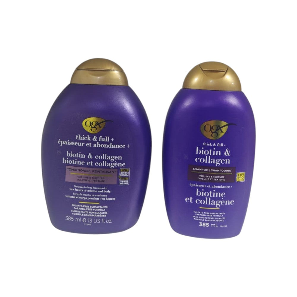 Ogx Biotin and Collagen Volume and Texture Shampoo and conditioner 385 ml
