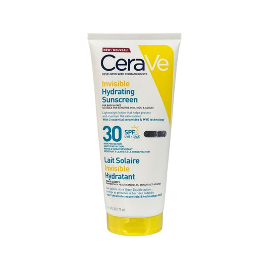 Cerave Invisible Hydrating Sunscreen Spf 30+ 177ml (Sensitive skin body and face for Adults and kids)